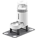 CZPET Gravity Dog Water Bowl Dispenser, Wider Mouth (8L+Stand+Mat, White)