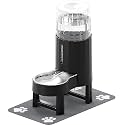 CZPET Gravity Dog Water Bowl Dispenser, Wider Mouth (8L+Stand+Mat, Black)