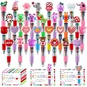 CZWZ 30Pcs Mini Multicolor Pen in One 4-in-1 Cute Pens Bulk, Ballpoint Pens for Birthdays and Parties, Fun Pens Gifts Assorted Ink Kawaii Pen(Valentine)