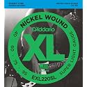 D'Addario Electric Bass Guitar Strings, XL Nickel, EXL220SL, Super Light Gauge 40-95, Super Long Scale, 4-String Set, Pack of 1