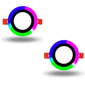 d39mak 3d effect light 9w 63 round double colour led conceal panel light side colour decorative poprecessed ceiling light white amp pgb pink green blue pack of 2