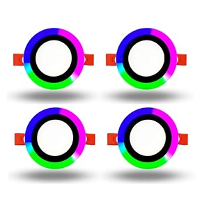 d39mak exclusive 9 watt super bright double color pop round shape led panel ceiling light  pack of 4 multicolor whitepgb 4 x 4 inch