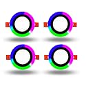 D'Mak Exclusive 9 Watt Super Bright Double Color POP Round Shape LED Panel Ceiling Light | Pack of 4 (Multicolor, White+PGB, 4 x 4 Inch)