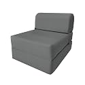 D&amp;D Futon Furniture Gray Sleeper Chair Folding Beds, Convertible Studio Sofa Bed, High Density Foam (70 x 24 x 6 in Thick)