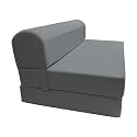 D&amp;D Futon Furniture Gray Sleeper Chair Folding Beds, Convertible Studio Sofa Bed, High Density Foam (72 x 48 x 6 in Thick)