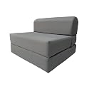 D&amp;D Futon Furniture Gray Sleeper Chair Folding Beds, Convertible Studio Sofa Bed, High Density Foam (70 x 32 x 6 in Thick)