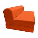 D&D Futon Furniture Sleeper Chair Folding Bed, Studio Sofa Guest Folded Mattress, High Density Foam (72 x 48 x 6, Orange)