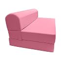 D&amp;D Futon Furniture Sleeper Chair Folding Bed, Studio Sofa Guest Folded Mattress, High Density Foam (72 x 48 x 6, Pink)