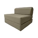 D&amp;D Futon Furniture Sleeper Chair Folding Bed, Studio Sofa Guest Folded Mattress, High Density Foam (70 x 32 x 6, Tan)