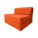 D&amp;D Futon Furniture Sleeper Chair Folding Bed, Studio Sofa Guest Folded Mattress, High Density Foam (70 x 36 x 6, Orange)