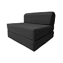 D&amp;D Futon Furniture Sleeper Chair Folding Foam Bed, Portable Studio Guest Sofa Beds 6 x 36 x 70 Black