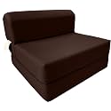 D&D Futon Furniture Sleeper Chair Folding Bed, Studio Sofa Guest Folded Mattress, High Density Foam (70 x 32 x 6, Brown)