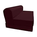 D&amp;D Futon Furniture Sleeper Chair Folding Bed, Studio Sofa Guest Folded Mattress, High Density Foam (72 x 48 x 6, Burgundy)