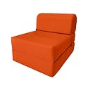 D&amp;D Futon Furniture Sleeper Chair Folding Bed, Studio Sofa Guest Folded Mattress, High Density Foam (70 x 24 x 6, Orange)