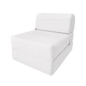 D&amp;D Futon Furniture Sleeper Chair Folding Bed, Studio Sofa Guest Folded Mattress, High Density Foam (70 x 24 x 6, White)