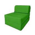 D&amp;D Futon Furniture Sleeper Chair Folding Bed, Studio Sofa Guest Folded Mattress, High Density Foam (70 x 24 x 6, Lime)