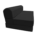 D&amp;D Futon Furniture Sleeper Chair Folding Bed, Studio Sofa Guest Folded Mattress, High Density Foam (72 x 48 x 6, Black)