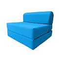 D&amp;D Futon Furniture Sleeper Chair Folding Bed, Studio Sofa Guest Folded Mattress, High Density Foam (70 x 32 x 6, Turquoise)