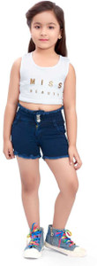 d-bird short for girls casual solid denim black pack of 1