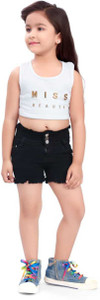 d-bird short for girls casual solid denim black pack of 1
