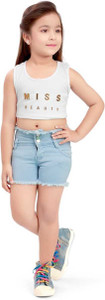 d-bird short for girls casual solid denim blue pack of 1