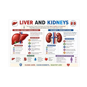 dcreative liver amp kidney anatomy educational poster human body charts for students kids amp classroom learning anatomy amp physiology wall posters for school home amp study room
