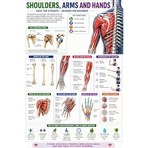 dcreative shoulder arm amp hands anatomy educational poster human body charts for students kids amp classroom learning anatomy amp physiology wall posters for school home amp study room