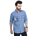 Men39s Printed Denim Casual Shirt Full
