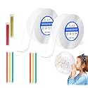 D-fix 2PCS Nano Tape With 2 Glitter Flakes Stars 6 Straw For Balloon Double Sided Ivy Grip Tape For Walls Washable Reusable Strong Sticky Strips Multicolor Moon &amp; Heart Art And Craft DIY Kit, 5 Cm