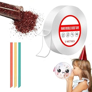 d-fix nano tape with glitter flakes stars straw for balloon double sided ivy grip tape for walls washable reusable strong sticky strips multicolor moon amp heart art and craft diy kit 10 feet 10 cm