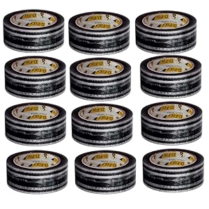 d-fix pack of-12 amazon printed tape - transparent tape - black print - 65 meters in length - 48mm  234 width 