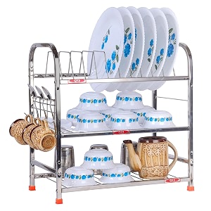 dk 11 stainless steel 3 layer dish rack wall mount  bartan stand for kitchen storage  utensils organizer rack amp drainer basket modern