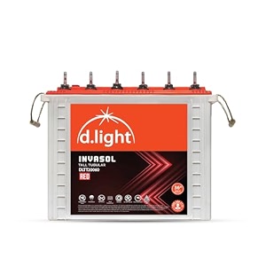 dlight solar invasol dltt20060-150ah c10 12v red tall tubular inverter battery for home office shops  higher backups low maintenence quick recovery  60 months warranty
