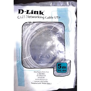 d-link dlink cat6 patch cable for modem personal computer laptop router 5m 16 feet gray