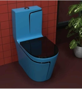 dot c012 premium quality t blue commode with black finishing line and round flush button western commode t blue  black