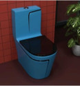 DOT C012 Premium Quality T Blue commode with Black Finishing Line and Round Flush Button Western Commode (T Blue & Black)