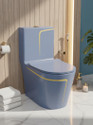 DOT C013 Premium Quality Grey commode with Yellow Finishing Line and Round Flush Button Western Commode (Grey & Yellow)