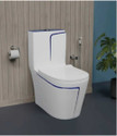 DOT C02 Premium White Commode With So Blue Finishing Line And Round Flush Button Western Commode (White)