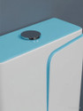 DOT C03 Premium White Commode With T Blue Finishing Line And Round Flush Button Western Commode (White & T Blue)
