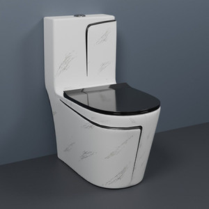 dot c107 premium white marble commode with black finishing line and round flush button western commode white  black