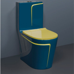 dot c9926 premium quality premium quality shining royal blue commode with yellow finishing line western commode royal blue  yellow line