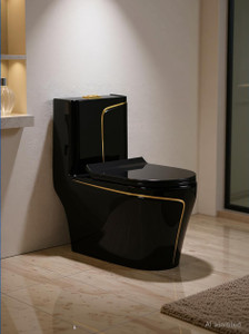 dot premium quality c-7710 black commode with yellow finishing line and round flush button western commode