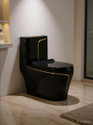 DOT Premium Quality "C-7710" Black commode with Yellow Finishing Line and Round Flush Button Western Commode