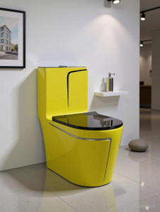 dot premium quality c023 premium quality shining yellow commode with black finishing line and round western commode yellow  black line
