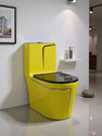 DOT Premium Quality C023 Premium Quality Shining Yellow commode with Black Finishing Line and Round Western Commode (Yellow & Black Line)