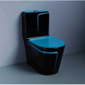 DOT Premium Quality C027 Premium Quality Shining Black commode with T.Blue Finishing Line and Round Western Commode (Black & T Blue Line)