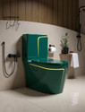 DOT Premium Quality C028 Premium Quality Shining Royal Green commode with Yellow Finishing Line Western Commode (Green & Yellow Line)