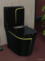 DOT Primium Quality Black Commode With Yellow Finishing Line And Round Flush Button ( C - 010 ) Western Commode (MULTI COLOURS)