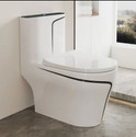 DOT Wsc 9901 Premium Quality White commode with Black Finishing Line With Seat Cover and Round Flush Button Western Commode (White & Black)