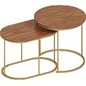 Round 23.6x13.8x18 Stable and Sturdy, Wood Look Side TableCoffee Table/Nesting Table/Center Table for Living Room/Drawing Room/Balcony|Set of 2 (White, DO-Round-Grey Mar)